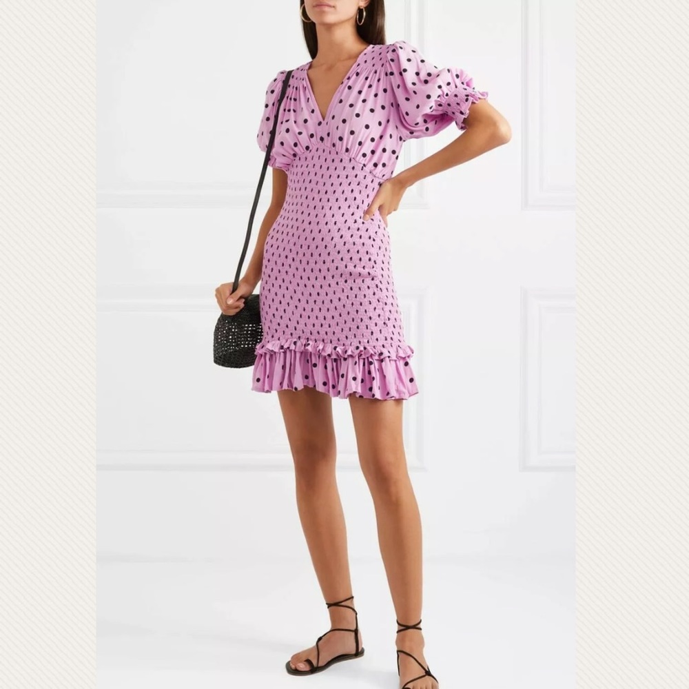 Faithfull The Brand Sylvie Smocked Mini Dress Dot